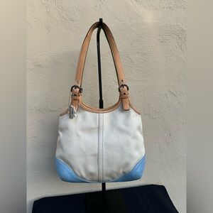 ✈️ Y2K/ Vintage Coach Hampton Twill/ Leather Hobo 4430 ✈️